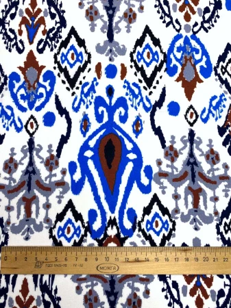 Штапель ИКАТ синий
