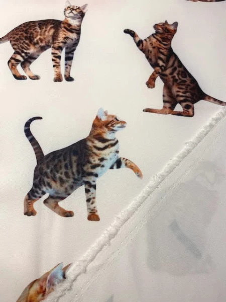 Креп "Кошечки" белый