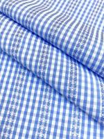 Сорочечная ткань КЛЕТКА С МЕРЕЖКОЙ голубой