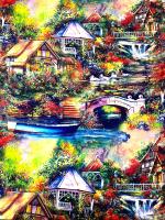 Штапель ЛЕТНИЙ ДОМИК синий