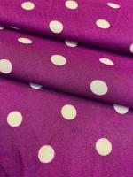 Вискоза ГОРОШКИ БЕЛЫЕ на лиловом