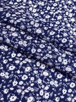 Штапель МЕЛКИЕ ЦВЕТОЧКИ фон темно - синий