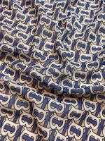 Креп - шифон МОНОГРАММА  синий