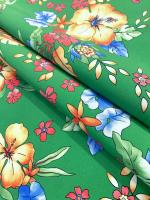 Плащевка ЦВЕТЫ на зеленом фоне