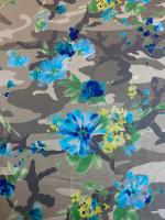 Хлопок МИЛИТАРИ В ЦВЕТАХ бирюза