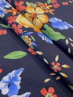 Плащевка ЦВЕТЫ на темно-синем фоне