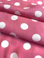Вискоза ГОРОШКИ МОЛОЧНЫЕ на розовом