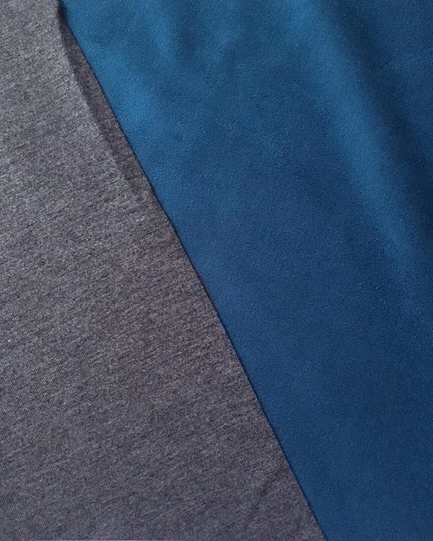 Замша МОРСКАЯ ВОЛНА  основа серый трикотаж