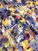 Трикотаж (Водолаз) "Времена года - Осень" сине-фиолетовый трикотажная ткань 