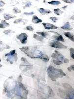 Курточная ткань ЛЕОПАРДОВЫЕ ПЯТНЫШКИ серо-голубые на молочном