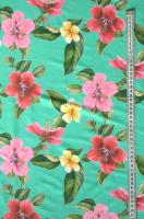 Бифлекс для купальников Цветы на мятно - бирюзовом фоне 1