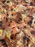 Трикотаж (Водолаз) "Времена года - Осень" кораллово-персиковый трикотажная ткань 