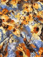 Трикотаж (Водолаз) "Времена года - Осень" бирюзово-голубой 