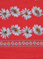 Лен РОМАШКИ фон алый