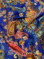 Трикотаж водолаз ЯРКИЙ ПЕЙСЛИ синий трикотажная ткань 