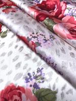 Шелк натуральный РОЗЫ НА ЛЕОПАРДЕ