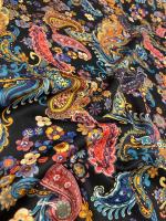 Трикотаж водолаз ЯРКИЙ ПЕЙСЛИ черный трикотажная ткань 