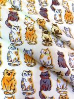 Штапель КОТЯТА фон молочно - сливочный