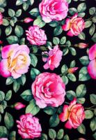 Креп плательно-костюмный Розарий на черном