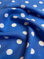 Вискоза ГОРОШКИ БЕЛЫЕ на синем