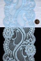 Кружево на сетке цвет небесно-голубой