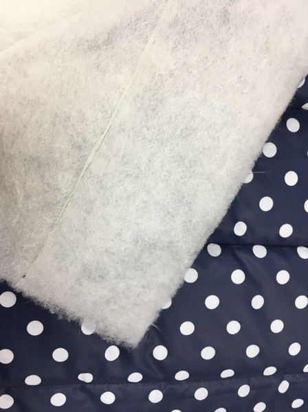 Стежка курточная Белые горошки на темно - синем фоне 2