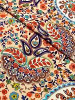 Вискозный Трикотаж ПЕЙСЛИ на нежно - персиковом фоне 