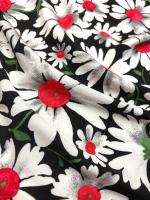 Вискозный Трикотаж РОМАШКИ на черном фоне 