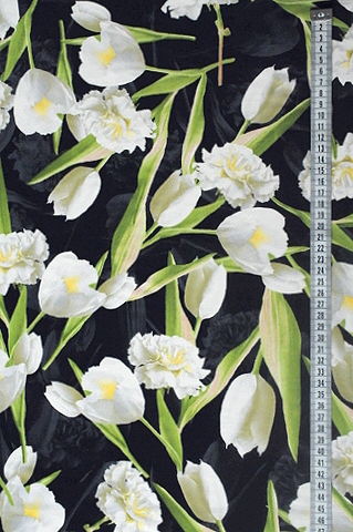 Шелк искусственный ЖЕЛТЫЕ ТЮЛЬПАНЫ