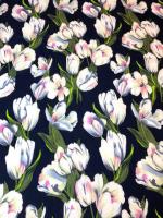 Штапель ТЮЛЬПАНЫ на темно - синем