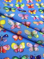 Штапель БАБОЧКИ фон голубой