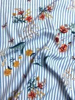 Штапель ЦВЕТЫ НА ПОЛОСКЕ