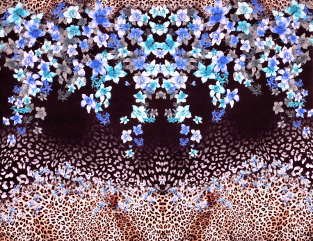 Шелк натуральный ЛЕТНИЙ САД синий