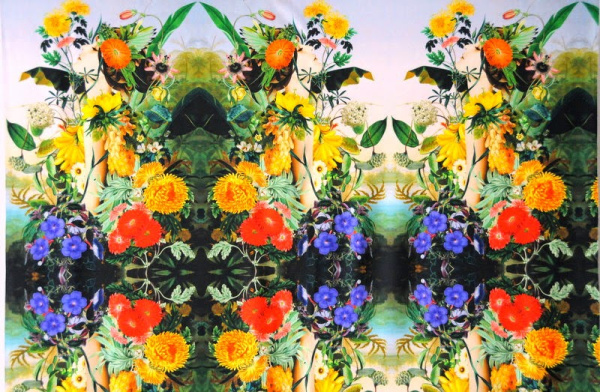 Трикотаж джерси ВЕСНА В ЦВЕТАХ фон нежный голубой 7