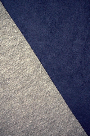 Замша ТЕМНО - СИНЯЯ основа серый трикотаж