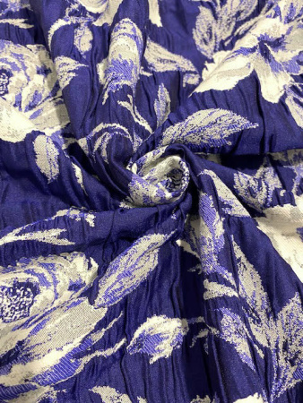 Жаккард "Розы на ярком синем фоне" ткань