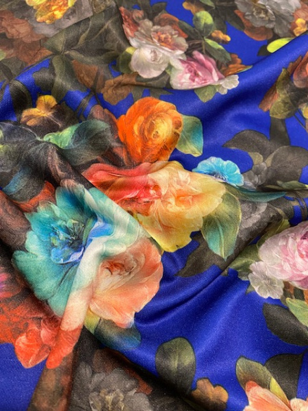 Трикотаж (Водолаз) "Модный приговор" синий трикотажная ткань