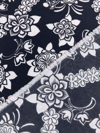 Курточная ткань ЦВЕТЫ Белые