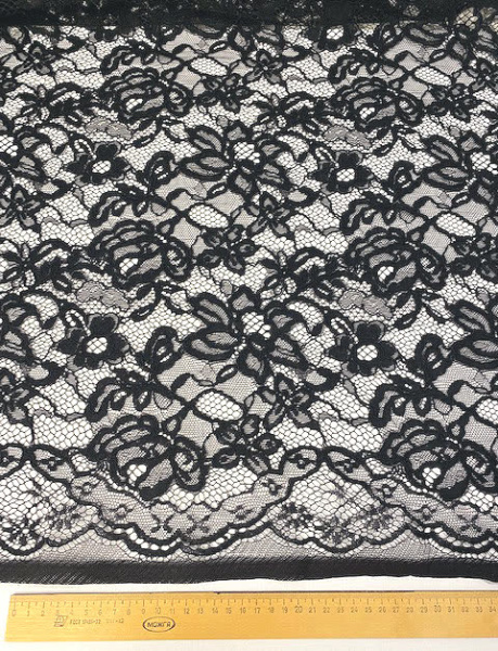 Кружевное полотно "Французские узоры" черный Кружевное полотно "Французские узоры" черный ткань