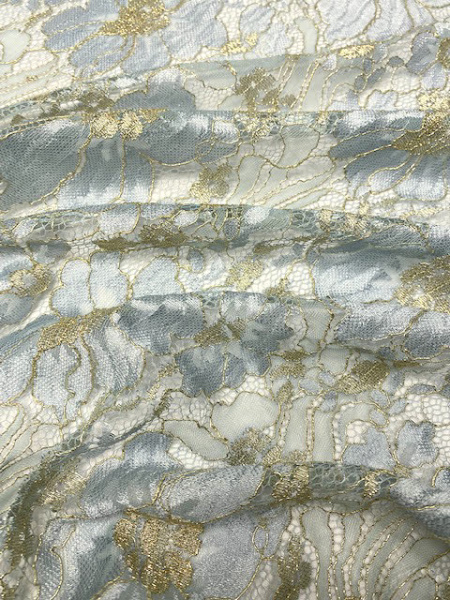 Кружевное полотно "Цветы луговые" припыленный голубой Кружевное полотно "Цветы луговые" припыленный голубой ткань