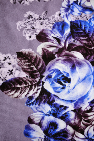 Шелк натуральный ЦВЕТОЧНАЯ ЛОЗА синий