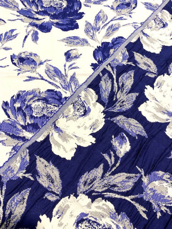 Жаккард "Розы на ярком синем фоне" ткань