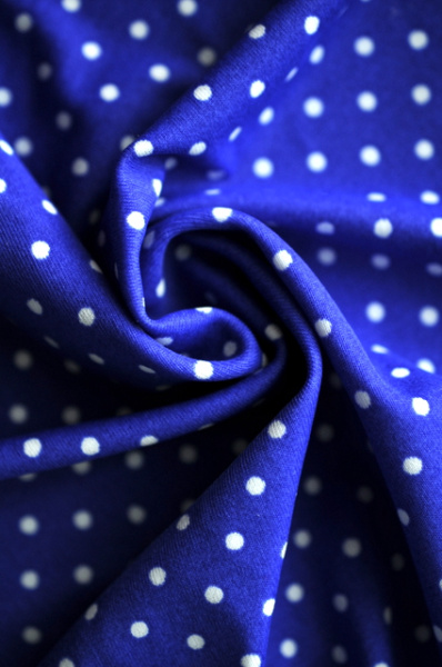 Бифлекс для купальников Белые горошки синий фон 3