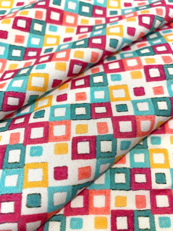 Креп плательно - блузочный РАЗНОЦВЕТНЫЕ КУБИКИ
