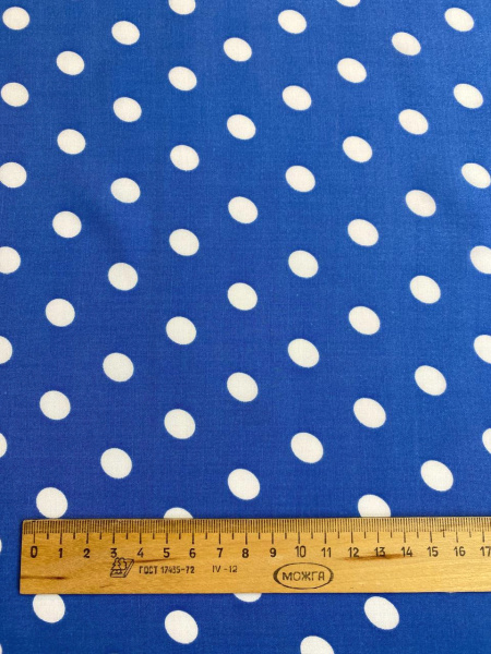 Вискоза ГОРОШКИ БЕЛЫЕ на синем