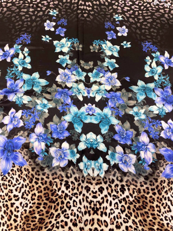 Шелк натуральный ЛЕТНИЙ САД синий