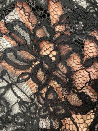 Кружевное полотно "Французские узоры" черный ткань