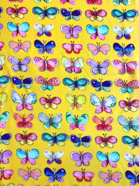 Штапель БАБОЧКИ фон желтый