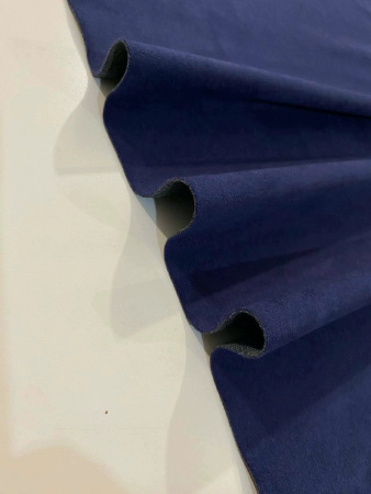 Замша ТЕМНО - СИНЯЯ основа серый трикотаж