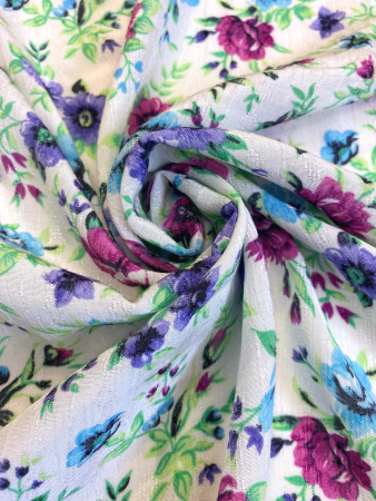 Вискоза АЛЬПИЙСКИЕ ЦВЕТОЧКИ бирюза